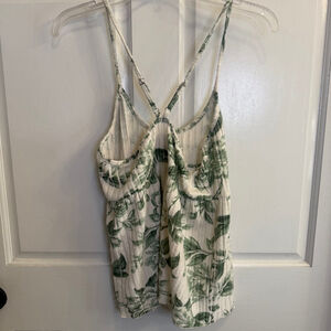 Women's Chaser Floral Tank Top Size S White Green